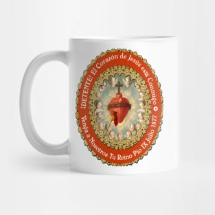 Detente Spanish Sagrado Corazon Sacred Heart of Jesus Catholic Prayer WHT Mug